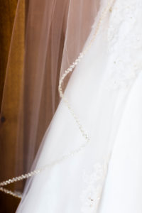 white veil with crystal trim